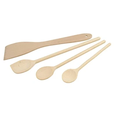 Imagen de Fackelmann 31125 juego de 4 utensilios cocina madera, espátulas y cucharas cocina, madera certificada FSC, 20 cm, 25 30 color marrón