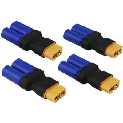 Imagen de YUNIQUE GREEN CLEAN POWER Set de 4 Adaptadores XT60 Hembra a EC5 Macho Conecta baterías LiPo Dispositivos RC Ideales para Aviones, Autos, helicópteros, Amarillo, Plástico