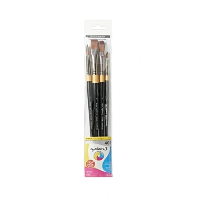 Imagen de Daler Rowney System 3 Estuche Pinceles Mango Largo 402 4 Unidades