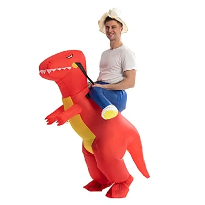 Imagen de IRETG Disfraz de Dinosaurio Adulto Hinchable dino Disfraces para halloween fiesta Navidad (Rojo)