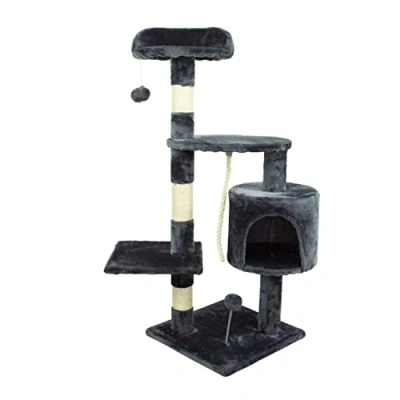 Imagen de Mobiclinic, Rascador árbol para Gato, Modelo Silvestre, Mediano, Escalar, 3 Alturas, Soporta hasta 10 kg, con Plataformas y refugios, Juguete Desestresante, Cuerda de sisal, Gris