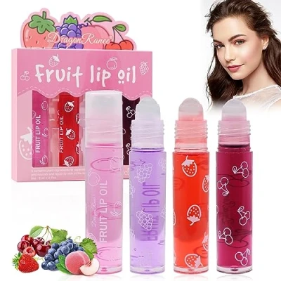 Imagen de Horuili® Brillo de Labios Enrollable Transparente, Roll On Glitter con Purpurina para Niñas, Lápiz Líquido Hidratante Larga Duración (4PCS, 8ml)