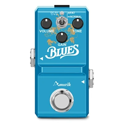 Imagen de Amuzik Nano Bluesy Pedal vintage de distorsión con efecto distorsión, rango respuesta frecuencia mini tamaño, True Bypass