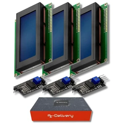 Imagen de AZDelivery 3 x HD44780 2004 LCD Display Bundle Azul 4x20 con Caracteres Blancos Interfaz I2C Compatible Arduino y Raspberry Pi E Book Incluido!