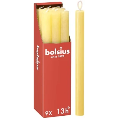 Imagen de Bolsius Dinner Candle Rustic Sunny Yellow 27 cm 9 Pieces