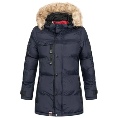 Imagen de Geographical Norway Bonapart Lady Chaqueta Mujer Cálida Esqui Abrigo Para Mujeres Con Capucha Sintética Parka Elegante A Prueba De Viento Otono Invierno Primavera (Marino M)