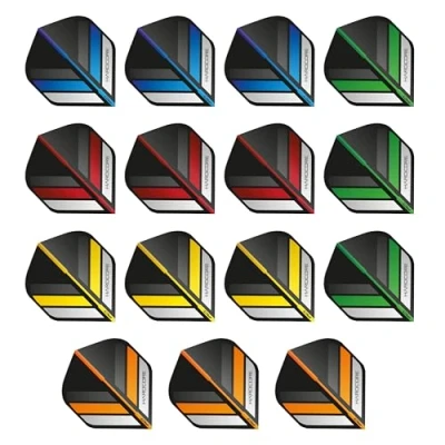 Imagen de RED DRAGON Hardcore Stripes Paquete de selección Plumas Dardos Estándar Extra Gruesos 5 Juegos por (15 vuelos en Total)