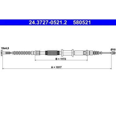 Imagen de ATE 24.3727 0521.2 Cable de Freno Mano 1517