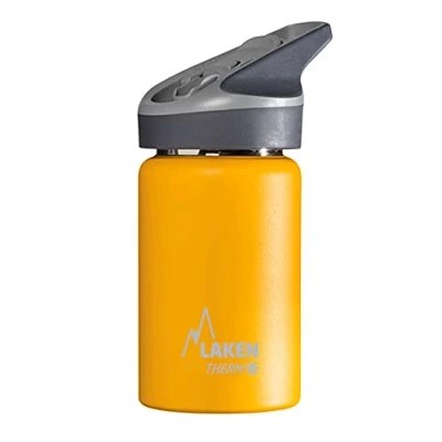 Imagen de Botella de Agua Térmica al Vacío Acero Inoxidable Doble Pared Laken (0,35L Amarillo) Tecnología 24 Horas Frío Ideal para Trabajo o Deporte Cierre Hermético y Uso Vertical