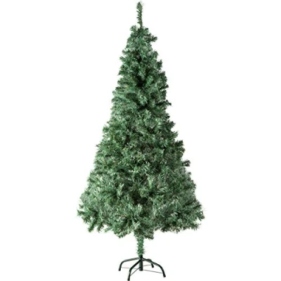 Imagen de tectake® Árbol de Navidad Artificial con Soporte Metálico Plegable y Topes, Abeto Ramas Flexibles para Adornos Navidad, Frondoso, Fácil Montaje Almacenamiento, 180cm. 533 Ramas, Verde