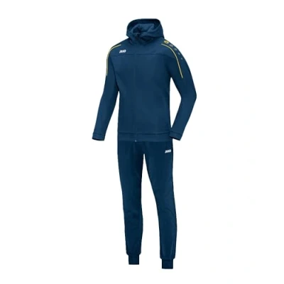 Imagen de JAKO Chándal para hombre de poliéster Classico con capucha, azul oscuro/citro, 4XL, M9450
