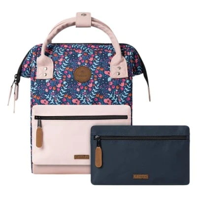 Imagen de Cabaïa Mochila con 2 bolsillos Medium 23L Repelente al agua y Garantía de por vida Elegante para Hombre Mujer Escuela, Viaje Negocios Certificado Vegano Modelo Honfleur