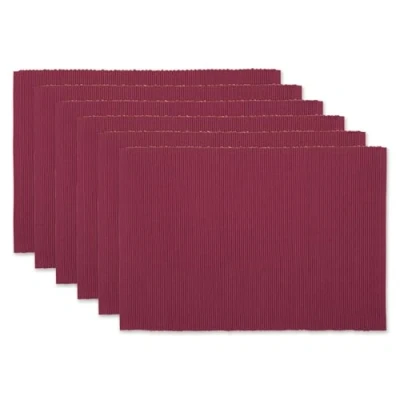 Imagen de DII Basic Everyday Juego de manteles Individuales Acanalados, 100% algodón, 13 x 19 Pulgadas, Rojo Granero, 6 Piezas
