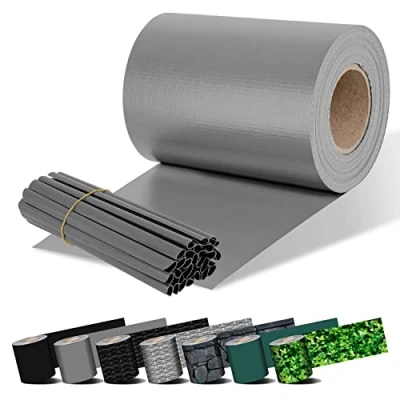 Imagen de KESSER® Franja Privacidad PVC Rollo Valla Opaca Doble Varilla 70 m x 19cm 60 Clips Fijación Resistente a la Intemperie y al Viento Lámina Jardín Cercado, Gris
