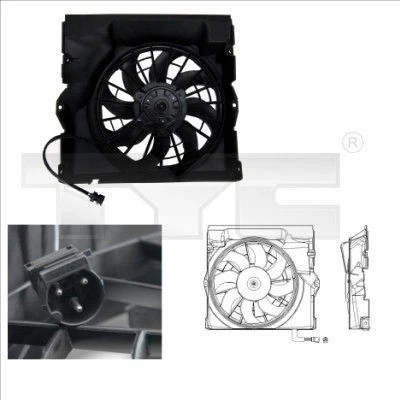 Imagen de TYC 803 0009 Ventilador de radiador para vehículos con climatizador 385 80/230 bastidor (armazón) unidad control BMW: 3 Compact