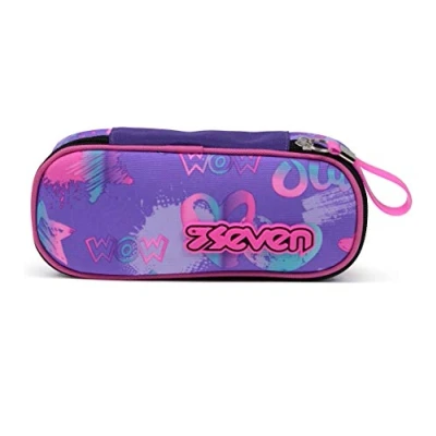 Imagen de SEVEN Estuche Escolar Ovalado 1 Compartimiento Bolsa Round Plus Iridescent Potent Violet Soporte para Bolígrafos Escolares Niños Niñas y Adolescentes Portalápices