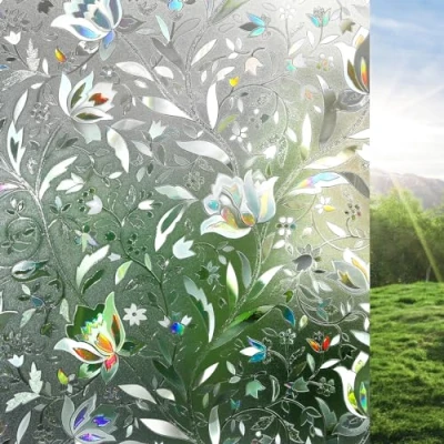 Imagen de rabbitgoo 3D Vinilos para Cristales Translucido Privacidad Vinilo Ventanas Pegatina Sin Pegamento Adherencia Electrostática Anti UV Decorativos Puertas Cristal Cocina Baño Oficina Salón 60x200cm