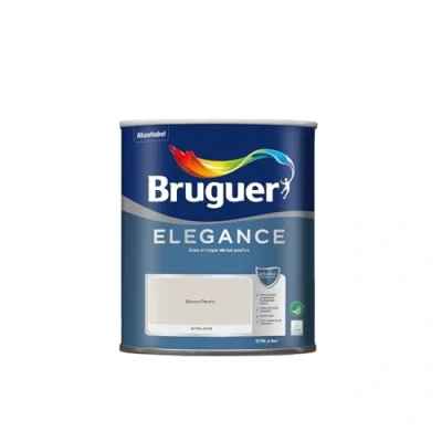 Imagen de BRUGUER Elegance Pintura Monocapa Extra Mate para Paredes y Techos, Interior Exterior protegidos, Ultra Lavable, Resistente al Desgaste Manchas, Con conservante Antimoho, Blanco Piedra 750 ml