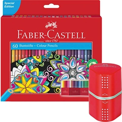Imagen de Lápices de colores &quot;Castell&quot; Faber Castell, caja cartón 60 lápices, 1 Spitzer + Stifte