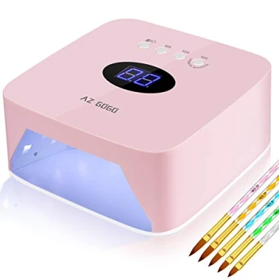Imagen de Lámpara UV LED, AZ GOGO Profesional 72W Lampara Secadora de Uñas, LED Uñas Gel, Lamp Nails Semipermanentes, 30/60/99s Timer, con Pantalla LCD y Sensor Automático