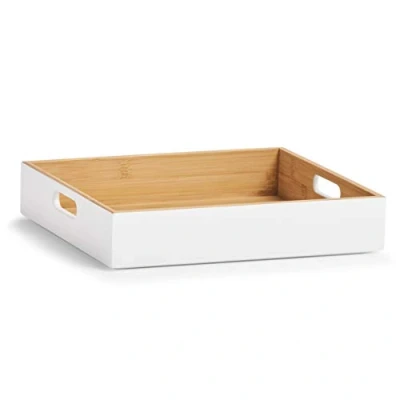 Imagen de Zeller Caja de Almacenamiento, bambú, Color Blanco, ca. 30 x 27 6 cm