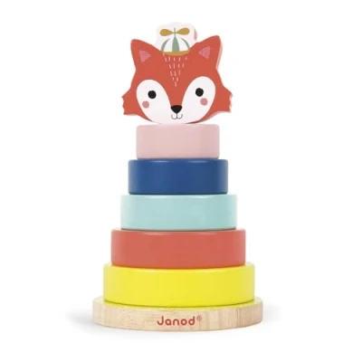 Imagen de Janod Bosque Apilable Baby Forest Juguete de Madera Para Apilar Desarrollo La Motricidad Fina Multicolor A Partir 1 Año, J08014