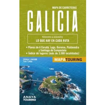 Imagen de Mapa de carreteras Galicia (desplegable), escala 1:340.000 (Mapa Touring)