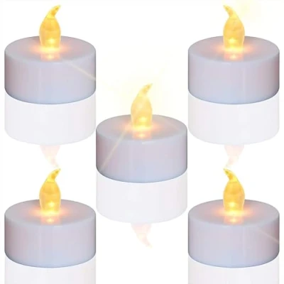 Imagen de TEECOO 12 LED velas CR2032 Pilas sin Llama,Velas de té,Velas LED,Velas parpadeantes Artificiales realistas a con luz Amarilla cálida,12pcs