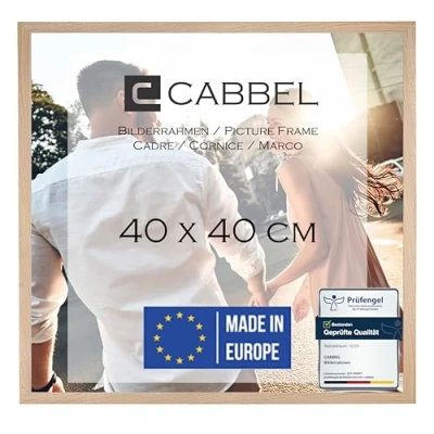 Imagen de CABBEL Marco de fotos 40 x cm, natural, estable, madera MDF, cristal plexi irrompible, para colgar, ideal fotos/imágenes/collage