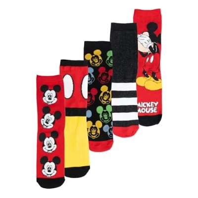 Imagen de Calcetines de Mickey Mouse Disney para hombre deportivos 40 45 (5 unidades), multicolor,