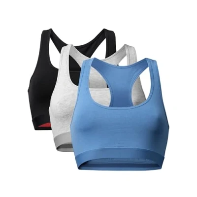 Imagen de DANISH ENDURANCE Sujetador de Algodón Orgánico, Ropa Interior Mujer Suave, (x1 Negro, x1 Gris, Azul), S