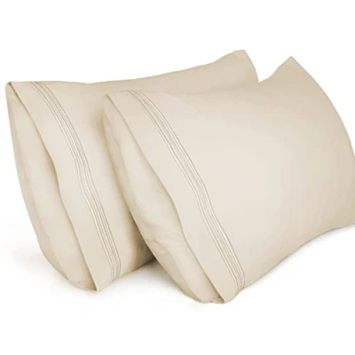 Imagen de Lirex 2 Pack Fundas de Almohada 1800 Hilos, Tamaño 50 cm x 75 Microfibra Suave Cepillada, Transpirables sin Arrugas y Lavables a Máquina, Beige