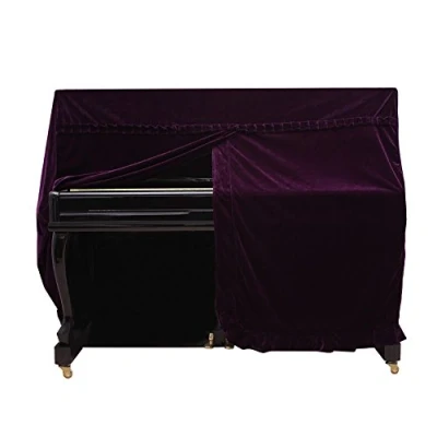 Imagen de Cubierta de Piano Vertical, Colorfast Pleuche Full A prueba Polvo Decorada(púrpura)