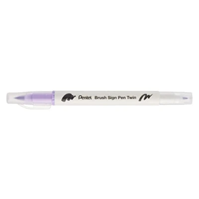 Imagen de Pentel SESW30C T131E Bolígrafo de punta fibra doble con dos puntas escritura flexibles, tinta a base agua, heliotropo, paquete 1