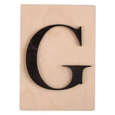 Imagen de Rayher Letra de madera G en 3D, negro, 10,5x14,8 cm, sobre cuadro madera, 63098576