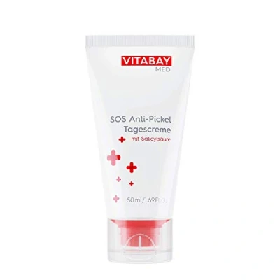 Imagen de Vitabay SOS Crema Anti Acne (50 ml) Facial con Ácido Salicílico Elimina y previene Granos Espinillas Reduce Imperfecciones de la Piel matifica Calidad alemana