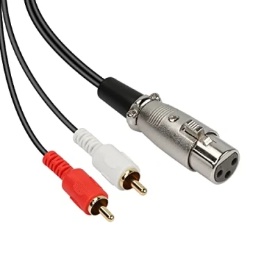 Imagen de MEIRIYFA Adaptador XLR hembra a 2 conectores RCA macho y divisor en Y, de 3 pines doble audio estéreo (1,5 m, conector hembra)