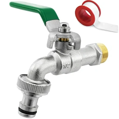 Imagen de SHYNE Grifo de Calidad Latón 1/2 &#039;&#039; Pulgada Resistente al Óxido y las Heladas + 1 Conexión Manguera E Book Para Jardín, Lavadora, Barril lluvia (2 Piezas)