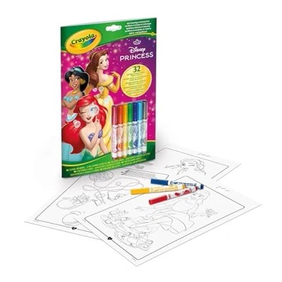 Imagen de Crayola Album Disney Princess, Libro Actividades para colorear, 32 paginas, 7 rotuladores lavables, 5807G