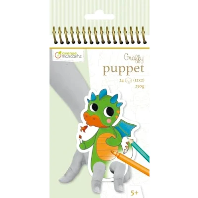 Imagen de Clairefontaine ES Avenue Mandarine GY096C Un carnet à spirale Graffy Puppet 24 marionnettes doigts pré découpées colorier 12x12 cm 250g (12 designs x2), Animaux fantastiques