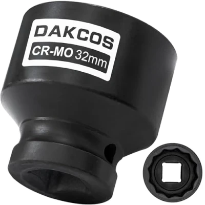 Imagen de DAKCOS llave de impacto 1/2 pulgada 32 mm, 12 ponit, impacto, herramienta eje transmisión, enchufe CR MO