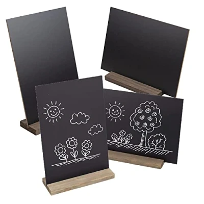 Imagen de 4 Pieza Mini Pizarra de Madera, Pequeña Doble Cara, Letreros Con Soportes Madera,Pizarras Negras Pequeñas Cara,Mini Letreros,Adecuado para bodas, cumpleaños, letrerosw