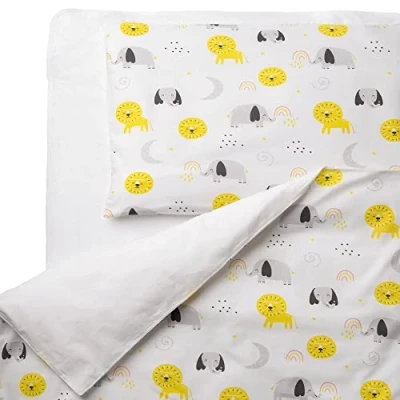 Imagen de FlyIdeas Juego de Ropa Cama para Bebés 2 Piezas, Funda Nordica 80x80 cm y Almohada 35x40 100% Algodon Certificado, Hecho in EU
