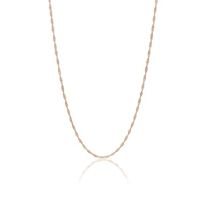 Imagen de Einzelstück® cadena Singapur de plata 925, trenzada en Oro 18 K, rosa y blanco, minimalista para mujer sin colgante,
