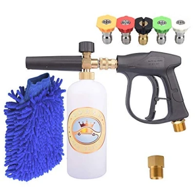 Imagen de GDHXW X 884 Pistola de lavado a presión, cañón espuma, 5 boquillas, 2 adaptadores conversión, guantes limpieza, para lavadora presión
