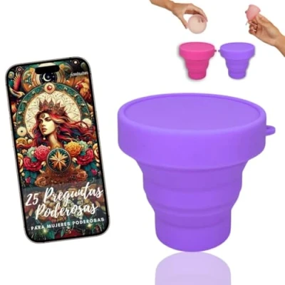 Imagen de Feminatural Esterilizador Copa Menstrual. Vaso Menstrual y Disco Menstrual, Microondas Silicona Tamaño Grande 200 ml , Hervidor Plegable. (Morado)