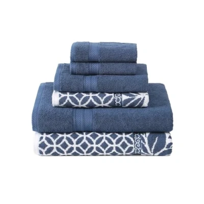 Imagen de Modern Threads Trefoil Juego de 6 Toallas Jacquard teñidas Hilo Reversible Filigrana, baño, Mano y paños súper absorbentes Secado rápido, 100% algodón