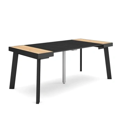 Imagen de Skraut Home Mesa Consola Extensible Comedor Plegable 180 para 8 comensales Patas de Madera Estilo Moderno Roble y Negro