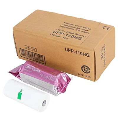 Imagen de Upp 110HG Película de papel ultrasonido alto brillo, 10 rollos/bx, reemplazo para Sony 110HG, 110 mm x 18 m