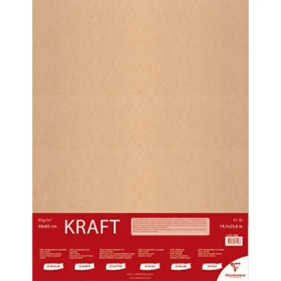 Imagen de Clairefontaine 37108C Papel Kraft Marrón, Vergada 25 Hojas 50x65 cm 90g